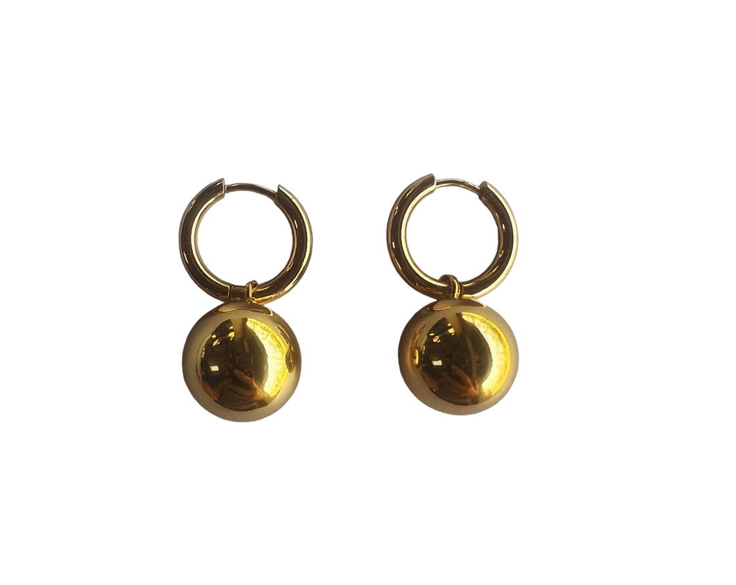 Gold orb hoops