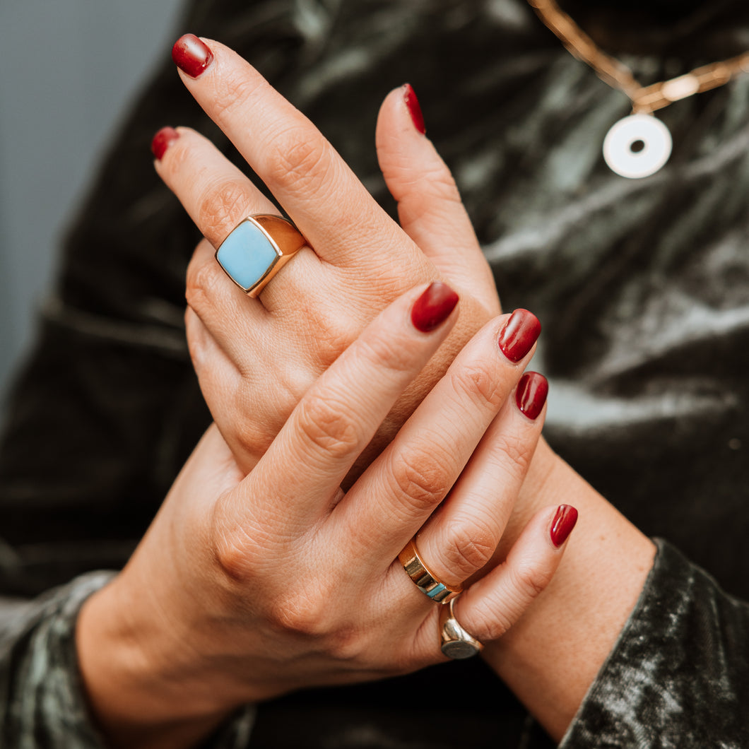 Blue signet ring