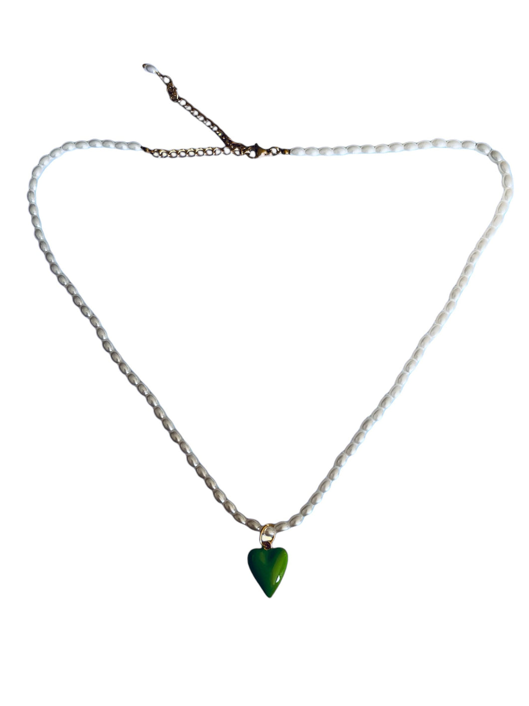 Pearl necklace with heart charm